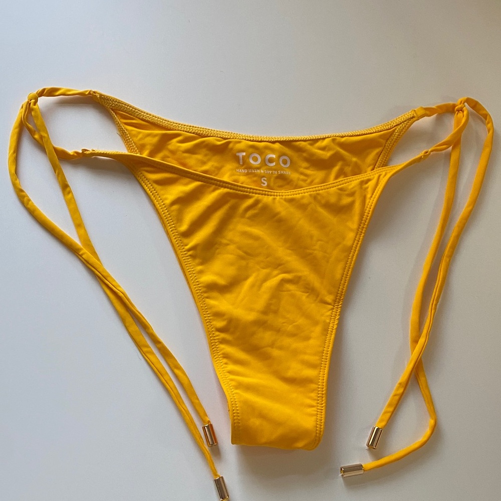 Toco Swim Cascade String Bikini Bottom in Mango
